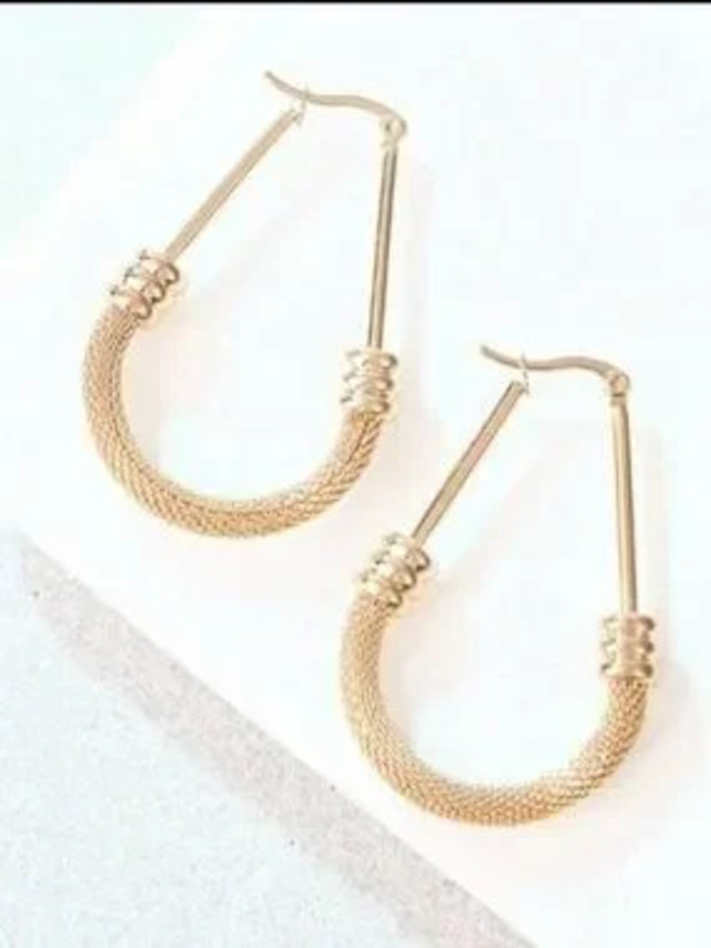 Valencia Textured Rope Mesh Earrings - Picture 4 of 5